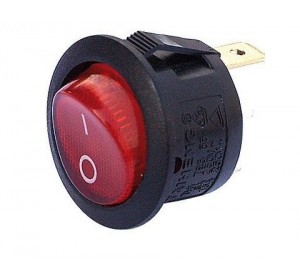 Выключатель 1 - клавишный, круглый с подсветкой, 3 контакта . 15А 