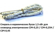 Спираль в керамических бусах 1,5 кВт для сковород электрических СЭЧ-0,25 / СЭЧ-0,25Н / СЭЧ-0,45